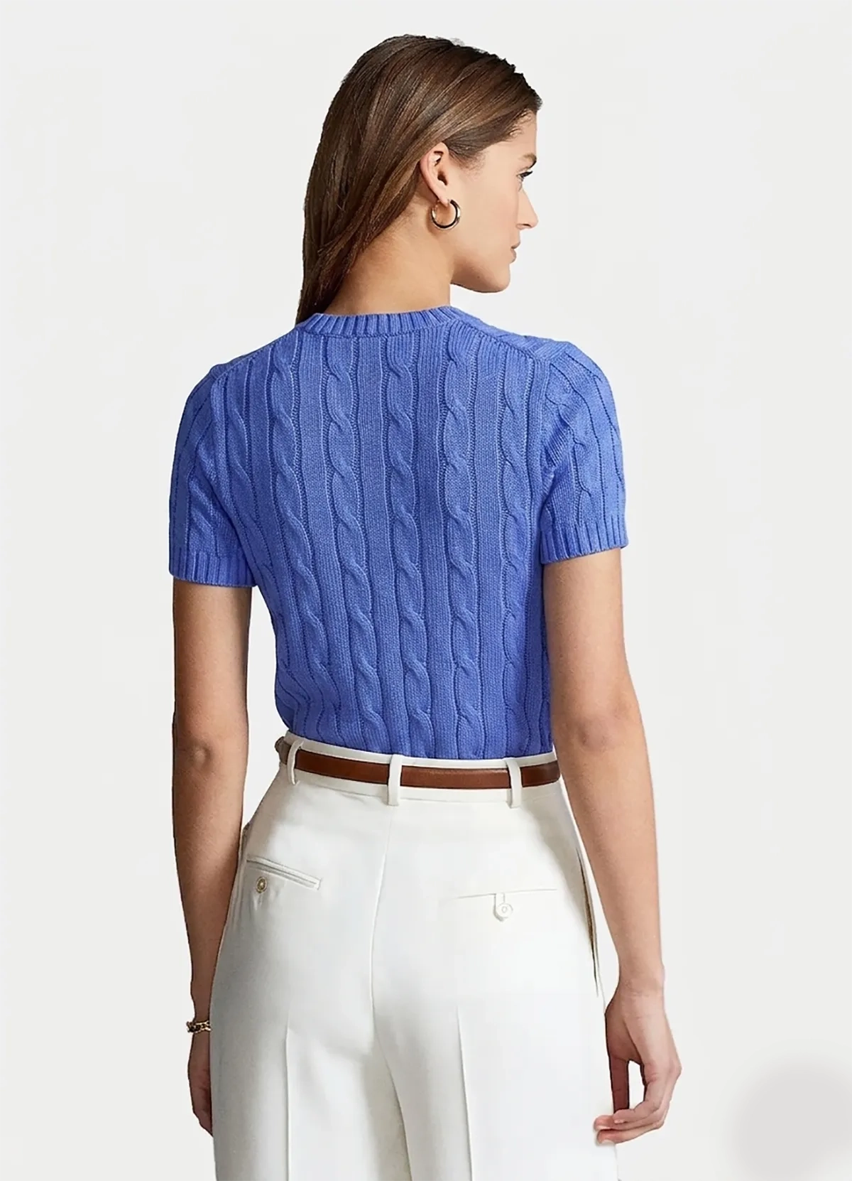 POLO RALPH LAUREN Blue cotton sweater with short sleeve