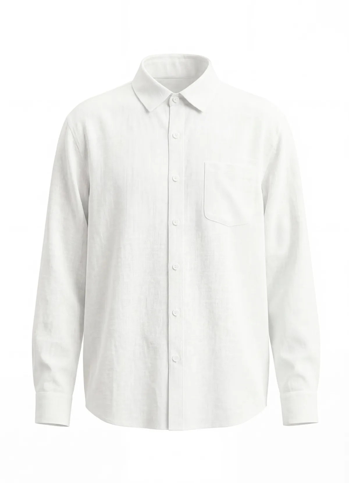 Loro Piana Men’s Pure White Long Sleeve Linen Blend Button-Down Shirt