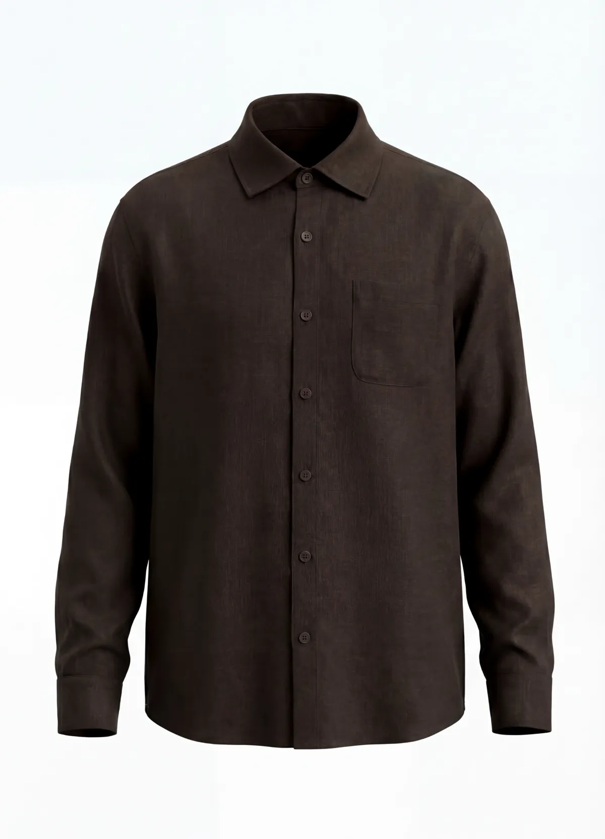 Loro Piana Men’s Dark Coffee Brown Long Sleeve Linen Blend Button-Down Shirt